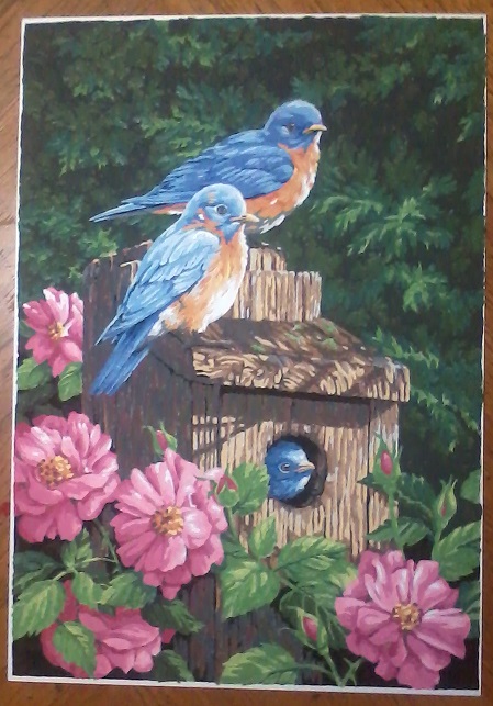 Gallery Pictures Dimensions Garden Bluebirds with Birdhouse Paint By ...