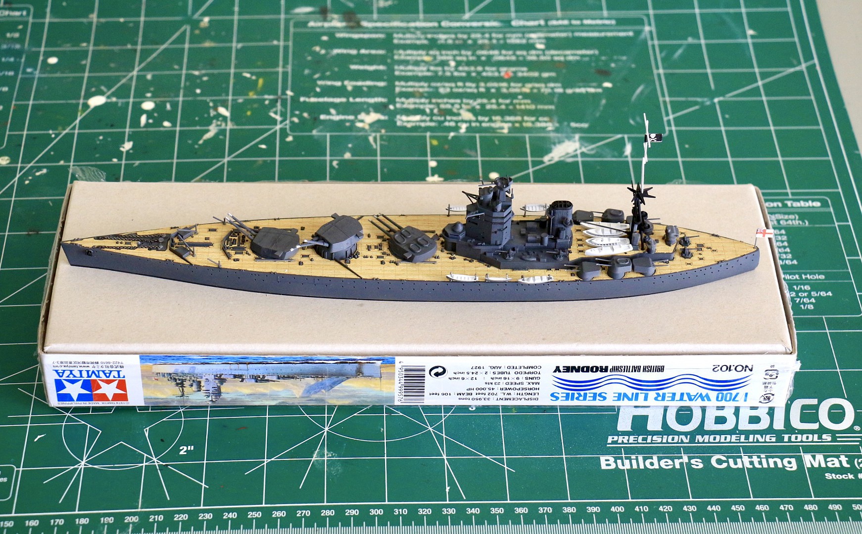 Hms Rodney Battleship Waterline Boat Plastic Model Military Ship Kit