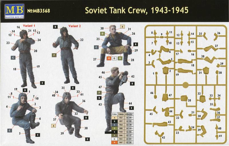 blessé Tankmen à T-34/KV #3532 1/35 Masterbox Soviet/Russian Tank Crew 1943 