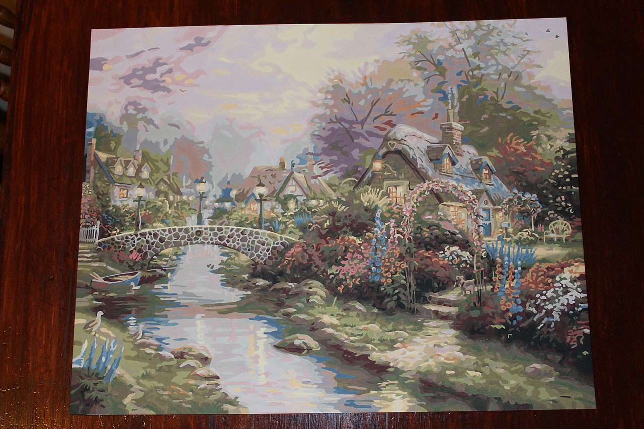 Thomas Kinkade Lamplight Bridge 20 X16 Paint By Number Kit   Pic293359 1488591244 