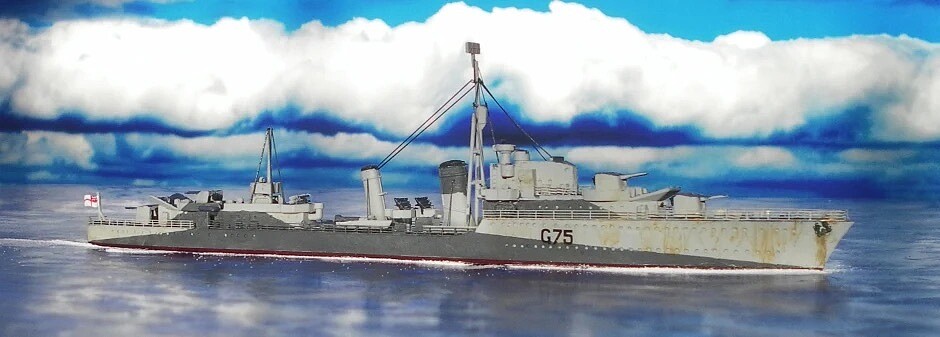 HMS Eskimo F75 Destroyer 1941 -- Plastic Model Military Ship -- 1/700 ...