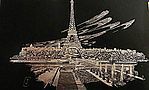 Silver Foil Engraving Art Eiffel Tower