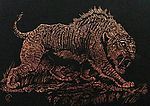 Copper Foil Engraving Art Sabertooth