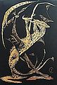 Gold Foil Engraving Art 3 Headed Dragon