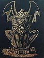 Gold Foil Engraving Art Lion Gargoyle