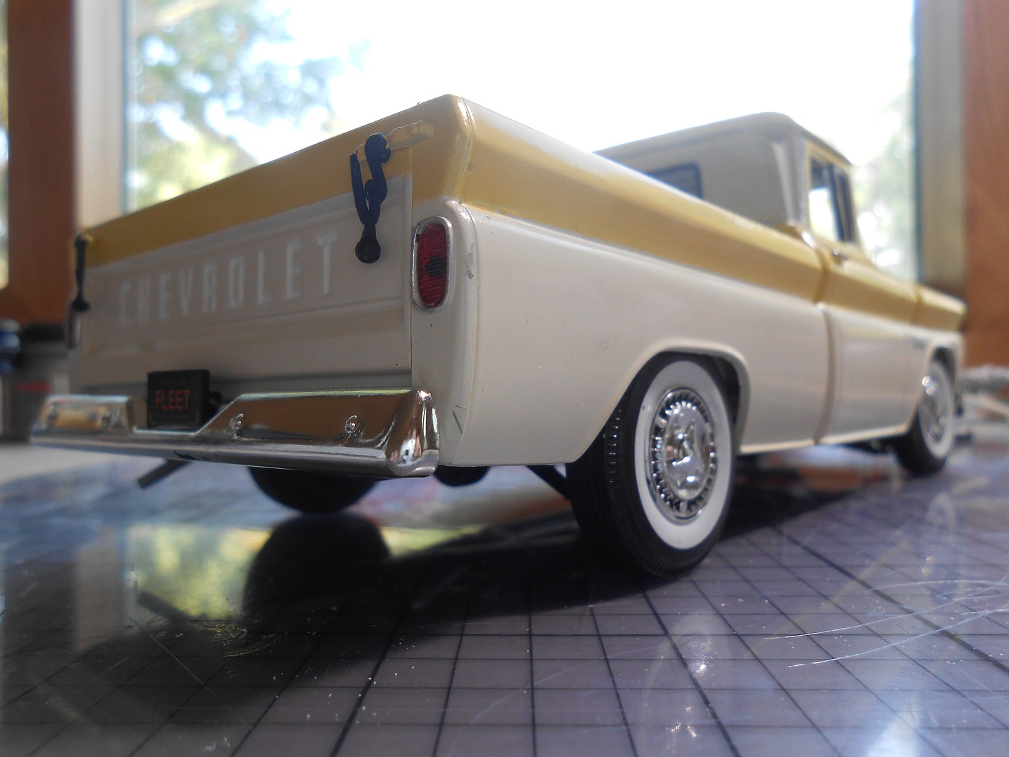 1960 Chevy Custom Fleetside Pickup with Go Kart -- Plastic Model Truck ...