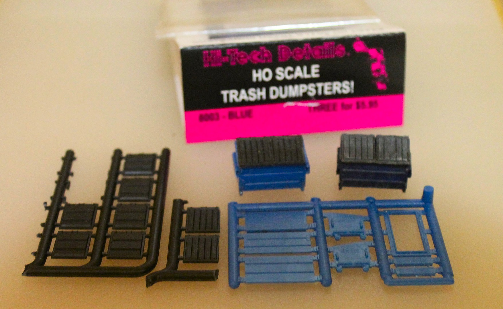 3 HO SCALE 1:87 Scale Blue Dumpster Or Dumpster Bin Hand Painted Model Dumpster 