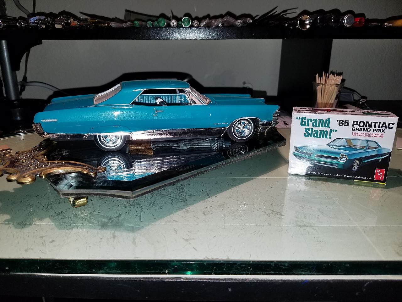 1965 Pontiac Grand Prix Grand Slam Aqua -- Plastic Model Car